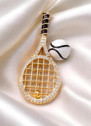 Брошка тенісна ракетка з м’ячем, брошка теніс 🎾