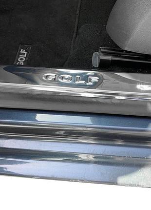 Накладки на внутренние пороги нержавейка (2 шт.) для volkswagen golf 5 2003-2009 гг