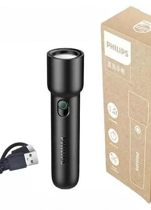 Аккумуляторный фонарик philips sfl1235 с зарядкой usb type-c