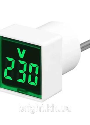 Вольтметр в розетку eu led, 50-500v зеленый