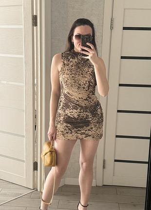 Плаття zara l | леопардовий принт | облягаюче | міні