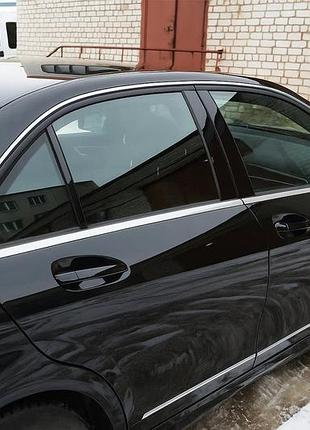 Хромированные накладки на молдинги стекол (6 шт, нержавейка) для mercedes c-class w204 2007-2015 гг