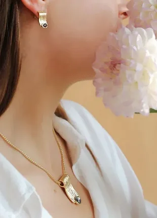 Серьги и подвес, набор от sincera с кристаллами swarovski.