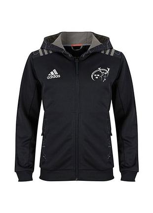 Олимпийка adidas мужская с капюшоном на молнии серая спортивная rugby м