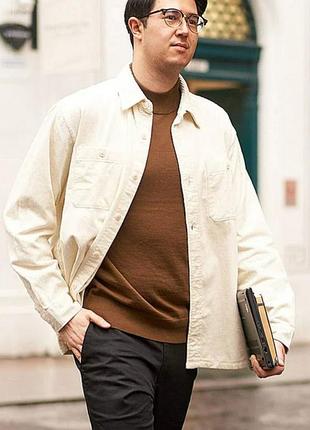 Воротник 43 см uniqlo size s толстая вельветровая рубашка новая без этикетки цвет слоновая кость унисекс 100% cotton
