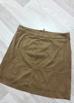 Юбка коричневая под замшу new look