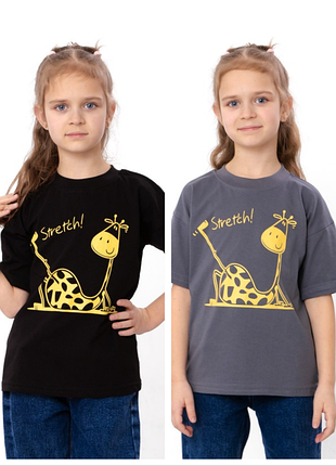 Хлопковая футболка для девочек жирафа, красивая легкая футболка хлопок жирафа