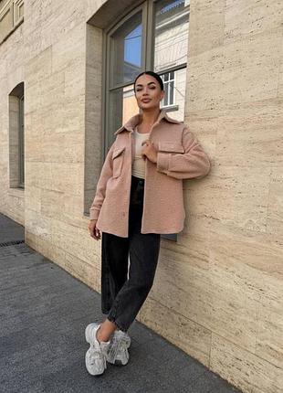 Сорочка рубашка теплая пальто мех букле