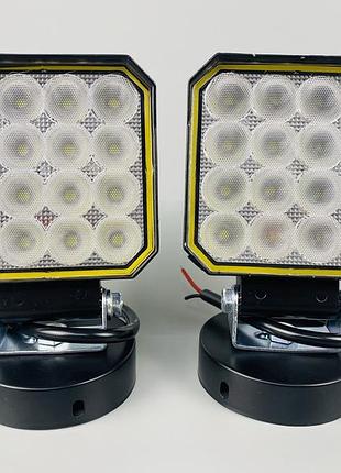 2шт! фара led квадратная, на трактор, бампер авто, широкий луч. 6500к, ip67.реальные 27w