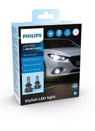 Комплект світлодіодних ламп philips h8/h11/h16 11366u3022x2 led ultinon ultinon pro 3022 led 12/24v