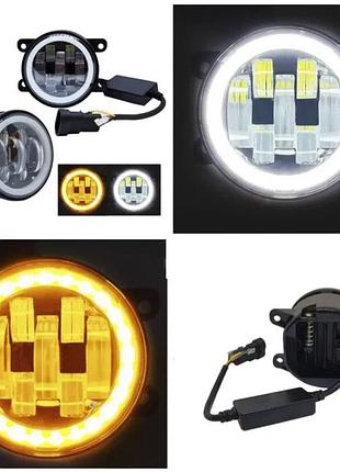 Штатні led фари 70w 7лінз ⌀90мм в бампер opel, peugeot, renault, ford габарит поворот протитуманні фари
