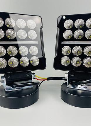 2шт!фара led квадратна, на трактор мтз.12/24v. широкий промінь + drl ходові (жовта обрій лінія), 6500к, ip67