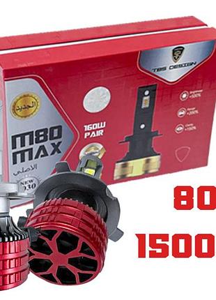 Штатные led лампы h4 светодиодные tbs h4 яркости света 180w 15000lm 6000k белый 12-24v canbus