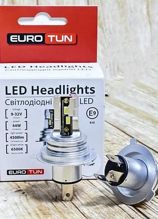 Комплект led ламп headlight euro tun h4 (p43t) 44w 9-32v 6500k 4500lm в штатные места по размеру галогенок