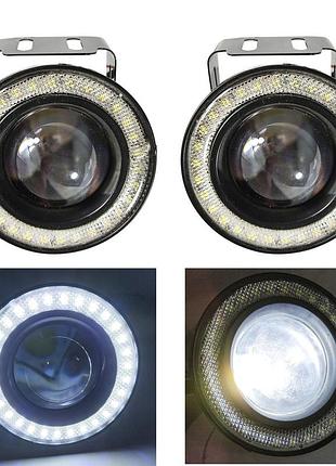 Led фары-линзы! ø76мм светящийся ободок габарит + фара с оптической линзой 25w. 7000k. r500