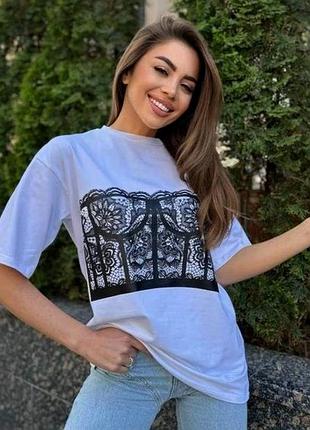 Футболка оверсайз с корсетом s m l xl