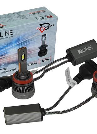 Комплект світлодіодних ламп qline dualvision h8/h9/h11/h16 (pgj19) 65w canbus 6000k 12v