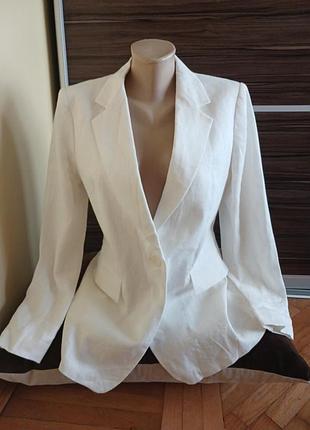 Білий льняний піджак massimo dutti