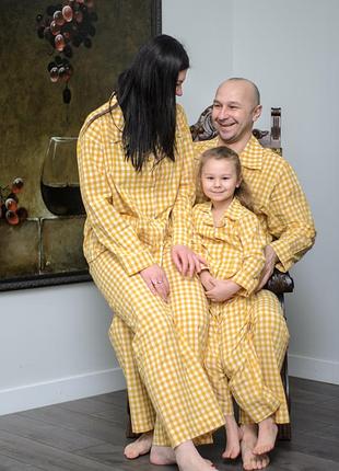Піжами з вареної бавовни у клітинку для усієї сім'ї, family look 🔥