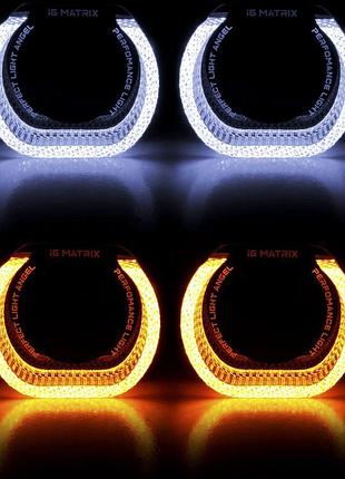 Ангельские глазки, накладки на линзы, маска sigma led i6u w+y 3" дюйма 70мм, ярко белый+желтый (комплект 2шт)