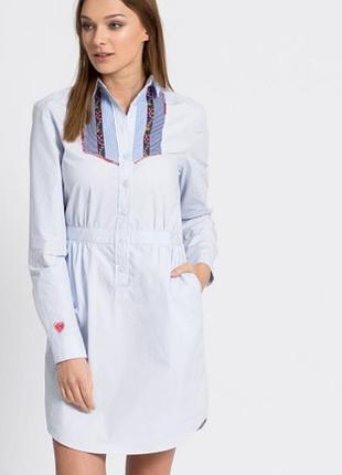 Платье рубашка с декоративным шитьем desigual s-xs