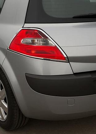 Хромированные накладки на задние фонари (hb, 2 шт, пластик) для renault megane ii 2004-2009 гг
