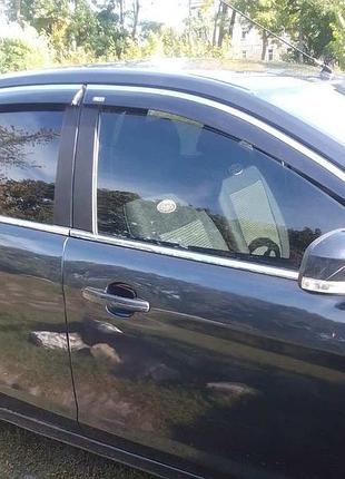 Ветровики с хромированным молдингом sd/hb (4 шт, niken) для ford focus ii 2005-2008 гг