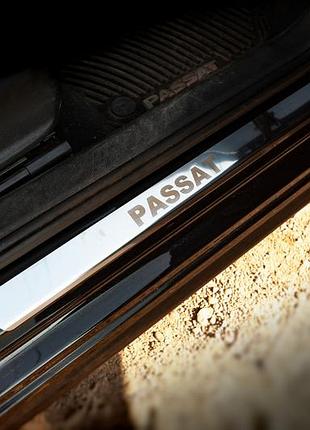 Накладки на пороги carmos v1 (4 шт, нержавейка) для volkswagen passat b7 2012-2015 гг
