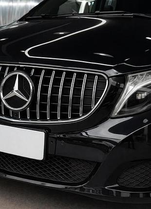 Передняя решетка gt panamericana хром (2019-2023 для v-class) для mercedes vito/v-class w447 2014- гг