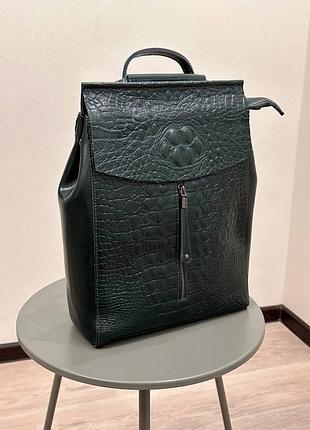 Женский рюкзак зеленый натуральная кожа 720/2