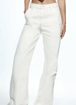 Широкі білі джинси кльош з високою посадкою zara flared white jeans 34