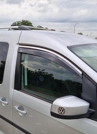 Ветровики с хромированным молдингом (2 шт, niken) для volkswagen caddy 2010-2015 гг