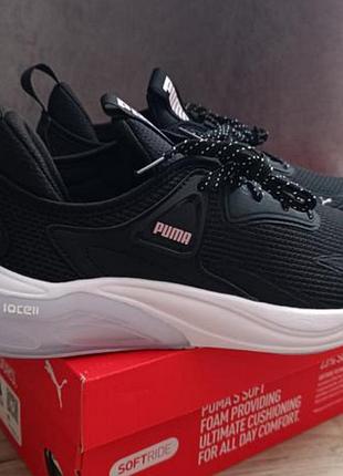 Кросівки puma softride оригінал! жіночі чорні 38.5 39 легкі спортивні базові