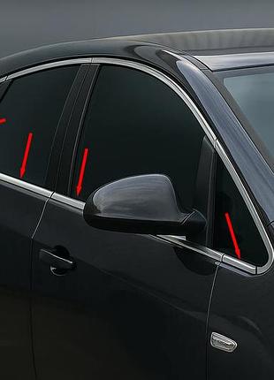 Хромированные нижние молдинги окон (hatchback, 8 шт, нержавейка) omsaline - итальянская нержавейка для opel astra j 2009-2015 гг