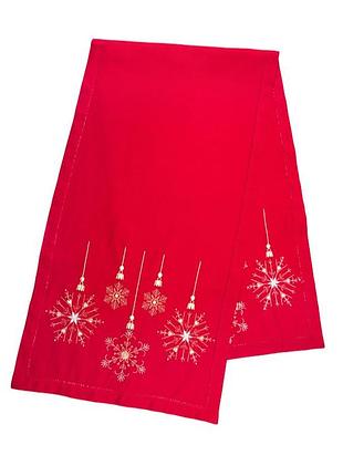Доріжка на стіл з вишивкою snowflake, 40x140, прямокутна, новорічний, вишивка, 100% льон