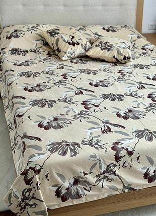 Покривало оксамитове cream+2 наволочки (200x240+2*45x45), 200x240, прямокутна, повсякденний, без люрексу, 100% поліестер