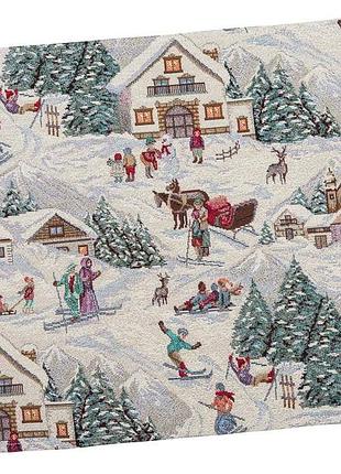 Серветка гобеленова eden1004w зимові канікули limaso, 34x44, прямокутна, новорічний, без люрексу, 75% поліестер, 22% бавовна, 3%