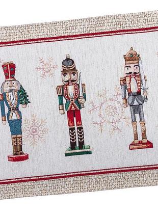 Серветка гобеленова cascanueces limaso, 33x53, прямокутна, новорічний, з мікрофіброю + срібним люрексом, 65% поліестер, 30%