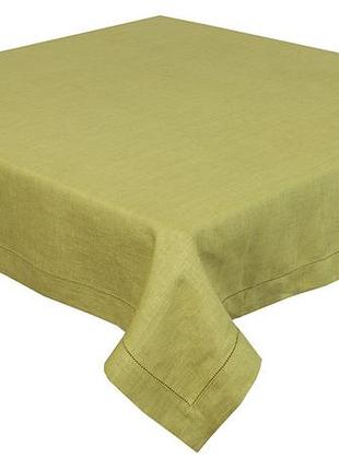 Скатерть льняная с сеткой skl03, 140x220, прямоугольная, однотонный, вышивка, 100% лён