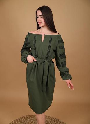 Сукня вишиванка жіноча зелена
