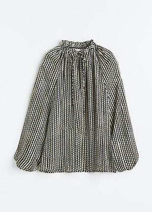 Блуза жіноча вільного фасону з зав’язками в принт h&m xs