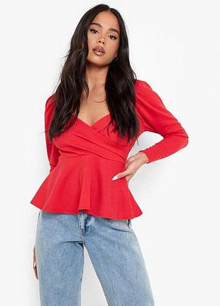 Boohoo,новая красная женская стильная блуза р.с-м