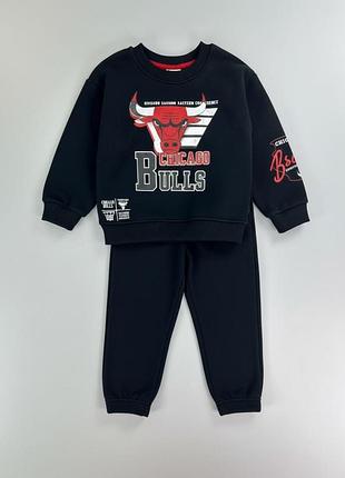 Дитячий спортивний костюм zara chicago bulls для хлопчика (світшот + штани) чорний 122-128 см