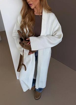 Молочний довгий кардиган оверсайз «merino» вовна меріноса