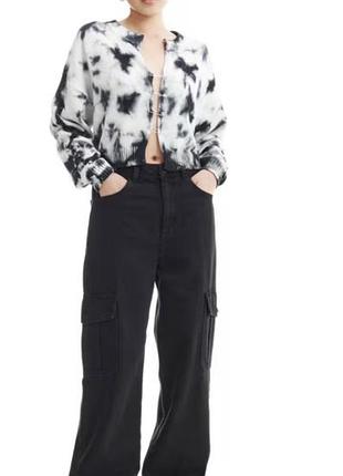 Чорні широкі джинси cropp straight з карманами  м