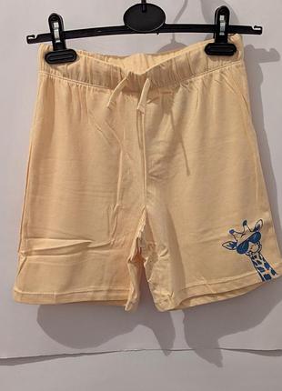 Шорты для мальчика h&amp;m, 140,9,10,желтые,хлопок,с рисунком, шортики,на завязках, легкие, летние,рисунок,лето,жираф