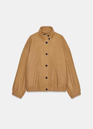 Кожаный бомбер куртка zara l