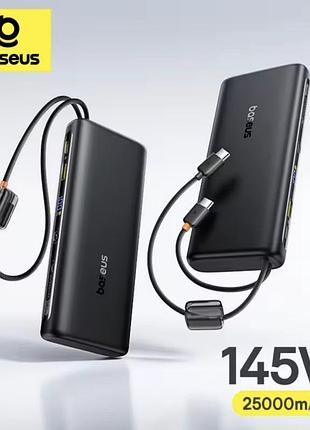 Power bank baseus 25000 мач 145 вт для швидкого заряджання ноутбука телефона