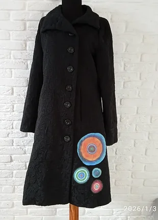 Элегантное женское чёрное пальто desigual, размер eu 44