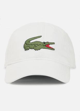 Кепка кепочка бейсболка лакоста lacoste коттонова бавовна спортивна унісекс з обʼємною нашивкою ниткою. оригінал олдскул вінтаж